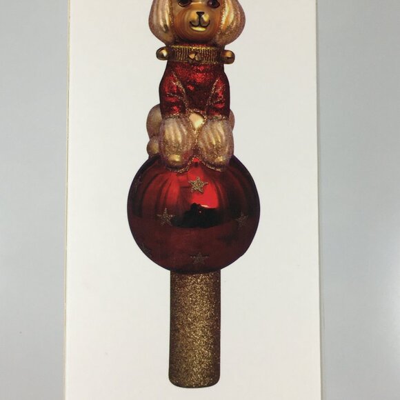 Vondels Christmas Tree Topper with Dog Mouth Blown Glass Hand Painted Poodle - Picture 9 of 16